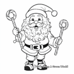 Santa with Candy Cane Coloring Sheets 1