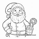 Santa with Candy Cane Coloring Sheets 2