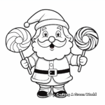 Santa with Candy Cane Coloring Sheets 4