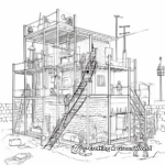 Scaffold and Bricklayers Coloring Page 1