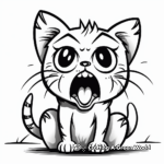 Scared Halloween Cat Coloring Page 3
