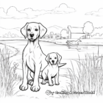 Scenery with Black Lab and Duck Coloring Pages 2
