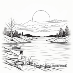Scenic River Sunset Coloring Page 1