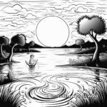 Scenic River Sunset Coloring Page 4