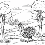 Scenic Thanksgiving Turkey Coloring Pages 1