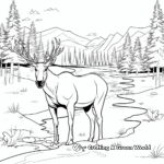 Scenic Winter Moose Coloring Pages 1