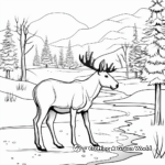 Scenic Winter Moose Coloring Pages 4