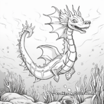 Sea Dragon in the Wild: Coral Reef-Scene Coloring Pages 2