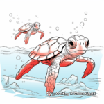 Sea Turtle Family Coloring Pages: Mother and Hatchlings 4