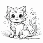 Sea-World Inspired Mermaid Cat Coloring Pages 3