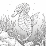Seahorse-in-Coral-Reef Scenario Coloring Pages 1