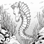 Seahorse-in-Coral-Reef Scenario Coloring Pages 2