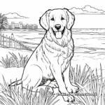 Seaside Fun with Golden Retrievers Coloring Pages 2