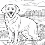 Seaside Fun with Golden Retrievers Coloring Pages 3