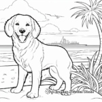 Seaside Fun with Golden Retrievers Coloring Pages 4