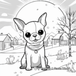 Seasonal Boston Terrier: Winter Scene Coloring Pages 2