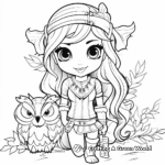 Seasonal Girl Owl Coloring Pages: Summer, Winter, Spring, and Fall 1
