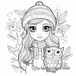 Seasonal Girl Owl Coloring Pages: Summer, Winter, Spring, and Fall 2