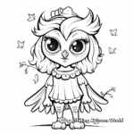 Seasonal Girl Owl Coloring Pages: Summer, Winter, Spring, and Fall 4