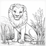 Serene Lion in its Pride Coloring Sheets 3