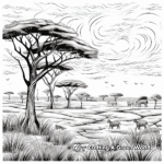 Serengeti Landscape: Wild African Savannah Coloring Pages 2