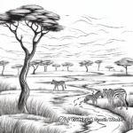 Serengeti Landscape: Wild African Savannah Coloring Pages 3