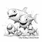 Shark Family Coloring Pages: Baby Sharks and Parents 1