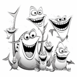 Shark Family Coloring Pages: Baby Sharks and Parents 2