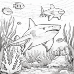Sharks and Coral Reef Scene Coloring Pages 1