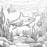 Sharks and Coral Reef Scene Coloring Pages 3