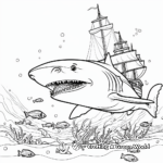 Sharks and Shipwreck Coloring Pages 1