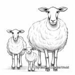 Sheep Family Coloring Pages: Ewe, Ram, and Lamb 2