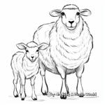 Sheep Family Coloring Pages: Ewe, Ram, and Lamb 3