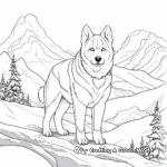 Siberian Husky in the Snow Coloring Pages 4