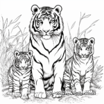 Siberian Tiger Family Coloring Pages: Male, Female and Cubs 1