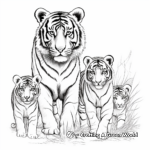 Siberian Tiger Family Coloring Pages: Male, Female and Cubs 3