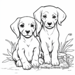 Simple Chocolate Lab Puppies Coloring Pages for Children 2