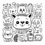 Simple Doodle Animal Coloring Pages for Kids 1