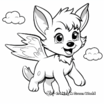 Simple Flying Winged Wolf Cub Coloring Pages for Children 1