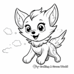 Simple Flying Winged Wolf Cub Coloring Pages for Children 2