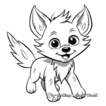 Simple Flying Winged Wolf Cub Coloring Pages for Children 3