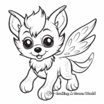 Simple Flying Winged Wolf Cub Coloring Pages for Children 4