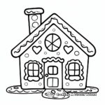 Simple Gingerbread House Coloring Pages for Kids 2