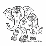 Simple Henna Elephant Coloring Pages for Children 1