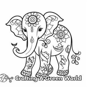 Henna Elephant Coloring Pages - Free &amp; Printable!