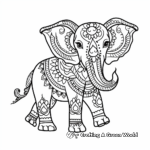 Simple Henna Elephant Coloring Pages for Children 2