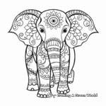 Simple Henna Elephant Coloring Pages for Children 3