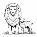 Simple Lion and Lamb Coloring Pages for Kids 1