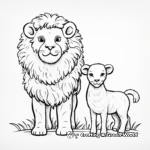 Simple Lion and Lamb Coloring Pages for Kids 2