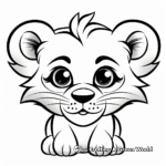 Simple Lion Cub Face Coloring Pages for Children 3